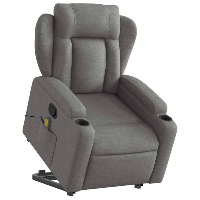 vidaXL Stand up Massage Recliner Chair Armchair Single Sofa Dark Grey Fabric