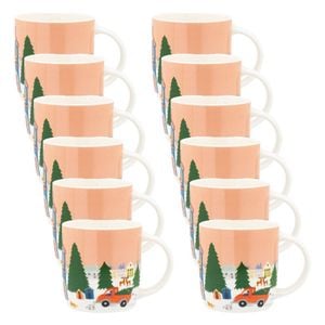 12PK Porto Night Before Christmas New Bone China Drinking Mug 330ml Red Truck