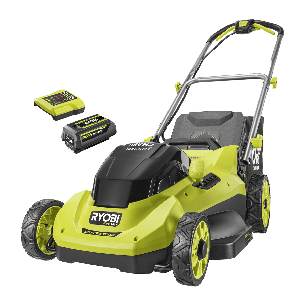 RYOBI 36V HP Brushless 46cm Self-Propelled Lawn Mower 4Ah Kit ...