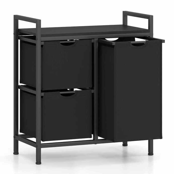 Costway Laundry Hamper 75l Cloth Basket Detachable Storage Bag Shelf