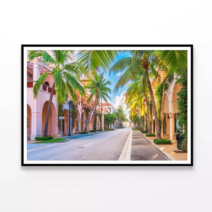 Palm Trees in Streets  Print 100% Australian Made 90x60cm  (Poster)