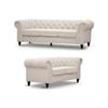 Mellowly 3 + 2 Seater Sofa Fabric Uplholstered Chesterfield Lounge Couch - Beige