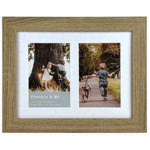 Frankie & Me Wooden Collage 4x6'' Double Picture Frame Home/Office Decor Oak