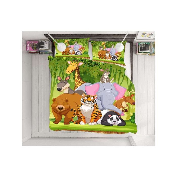3D Cartoon Animal Panda 002 Bed Pillowcases Quilt King Single Size