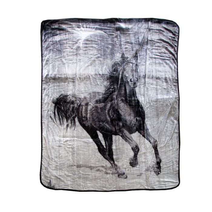 Bloomington 375gsm 1 Ply 3D Print Faux Mink Blanket Queen 200x240 cm Galloping Horse