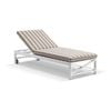 Kansas Outdoor Aluminium Sun Lounge On Wheels White & Sunbrella Maxim Heather Beige Cushions