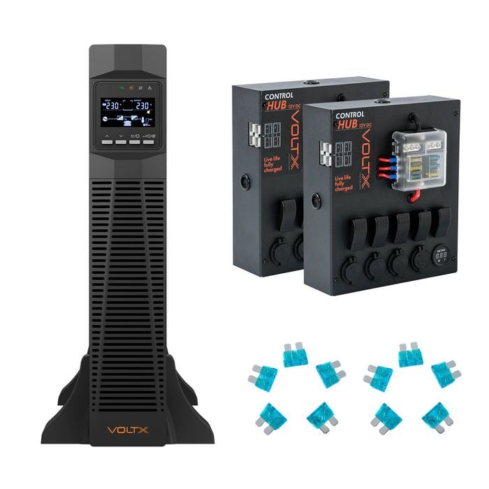 VoltX UPS 1000VA 1000W + 2x 12V Control Box Fuse Kit Home Backup Battery Power Setup