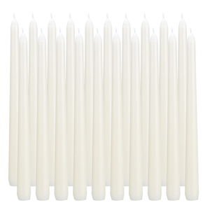48x Tapered Dinner Candles Unscented Taper Wedding Candle 25cm in Ivory - Candles