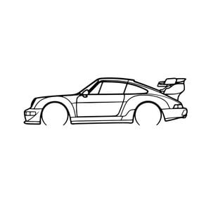 Ignite Laser Porsche 911 (964) Carrera Rwb Silhouette Metal Wall Art Rustic Metal 15.7inch/40cm