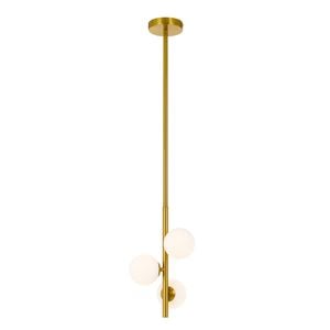 Telbix Moran Modern 3-Lights Pendant Hanging Lamp Light Metal Glass Antique Gold Opal Matt Gloss