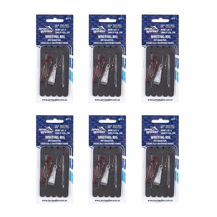 6x Jarvis Walker Paternoster Whiting Rig with 30g Sinker Size 6