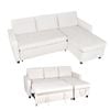 Advwin 3 Seater Pull Out Sofa Bed w/ Storage Chaise 194cm L Shaped Corner Sleeper Couch Beige