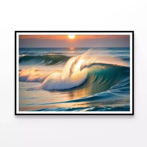 Sea Wave at Sunset Time  Print 100% Australian Made 120x90cm  (Poster)