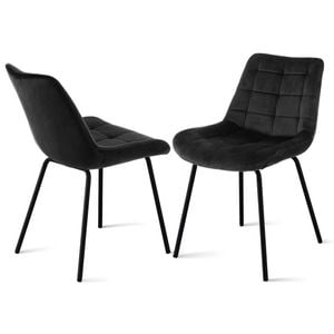 2x Artiss Dining Chairs Velvet Black