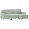 vidaXL 3-Seater Sofa Couch with Footstool Sofa Chair Settee Light Grey Velvet