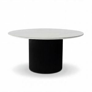 Valen 150cm Flute Round Dining Table Ceramic Stone Top Black
