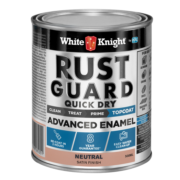 White Knight 500ml Neutral Satin Rust Guard Quick Dry Advanced Enamel Paint