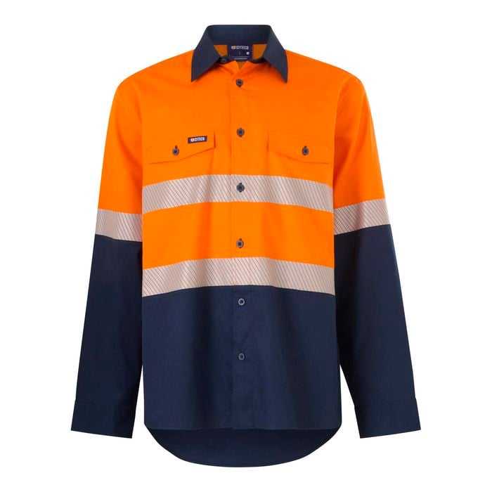 Citeco Orange/Navy Hi Vis Long Sleeve Taped Shirt - Size 3XL