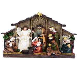 P&P Multicolour Resin Christmas Nativity Scene Freestanding Religious Tabletop Decoration 25cm