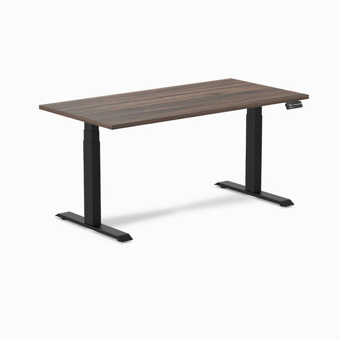 Desky Dual Melamine Sit Stand Desk Matte Black Frame 150cm