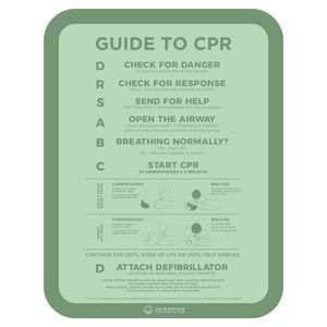 Stylish Pool CPR Sign Green Slim