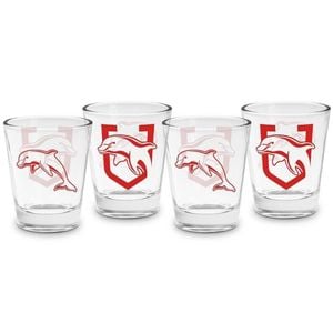 NRL Shot Glass Set of 4 - Dolphins - 50ml
