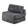 Advwin 3-in-1 Folding Sofa Bed Corduroy Convertible Sleeper Couch w/ Pillow Foldable Mattress Single Lazy Couch Dark Grey