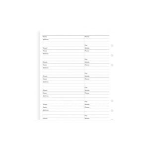 Filofax Dfx Name Address Phone Email Refill Paper Inserts List/memo Organiser