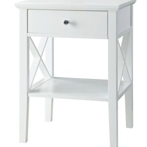 Long Island White 1 Drawer Side Table