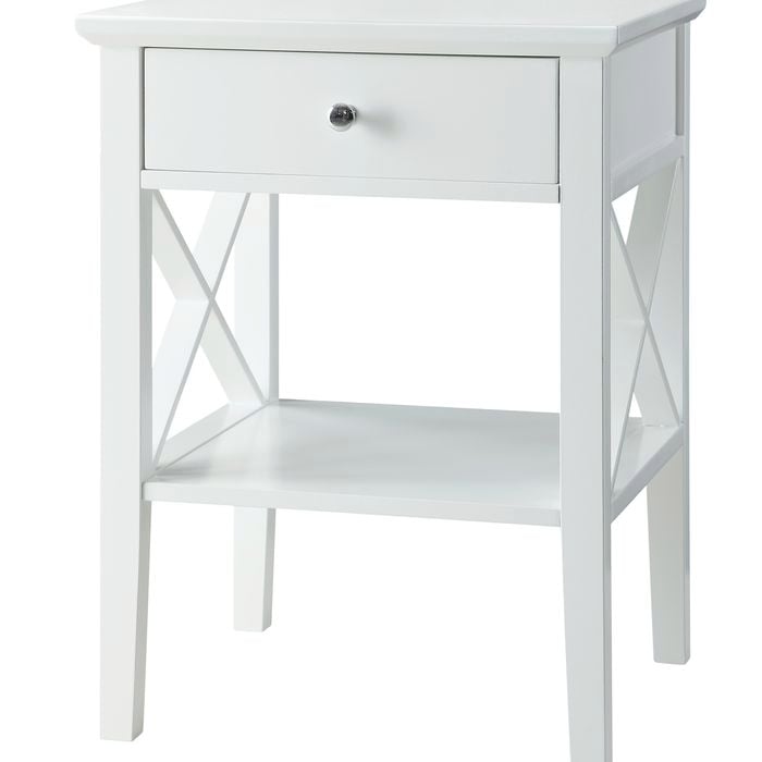 Long Island White 1 Drawer Side Table