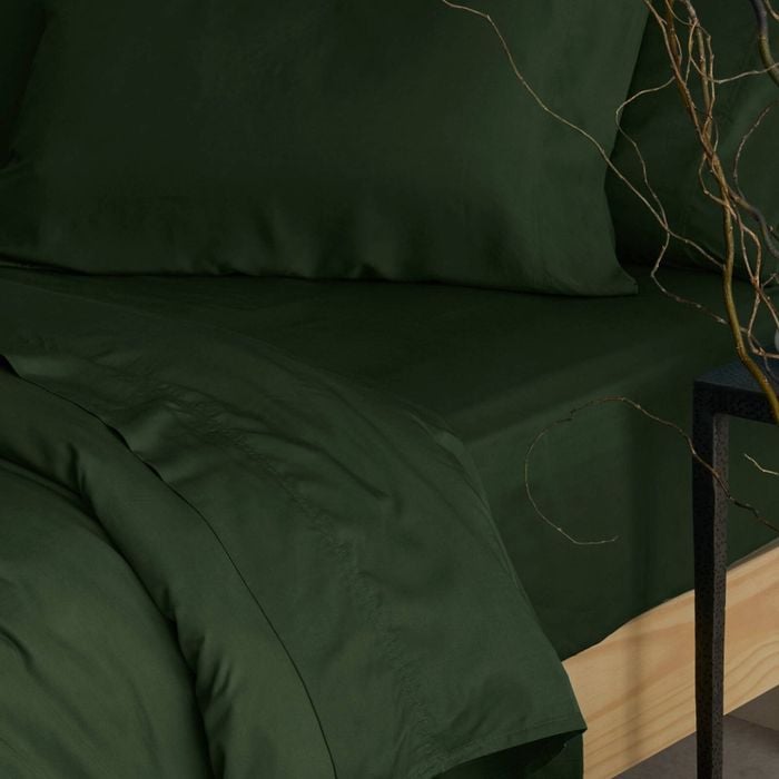 Bedding Co. Organic Bamboo Fitted Sheet 350TC Olive Queen