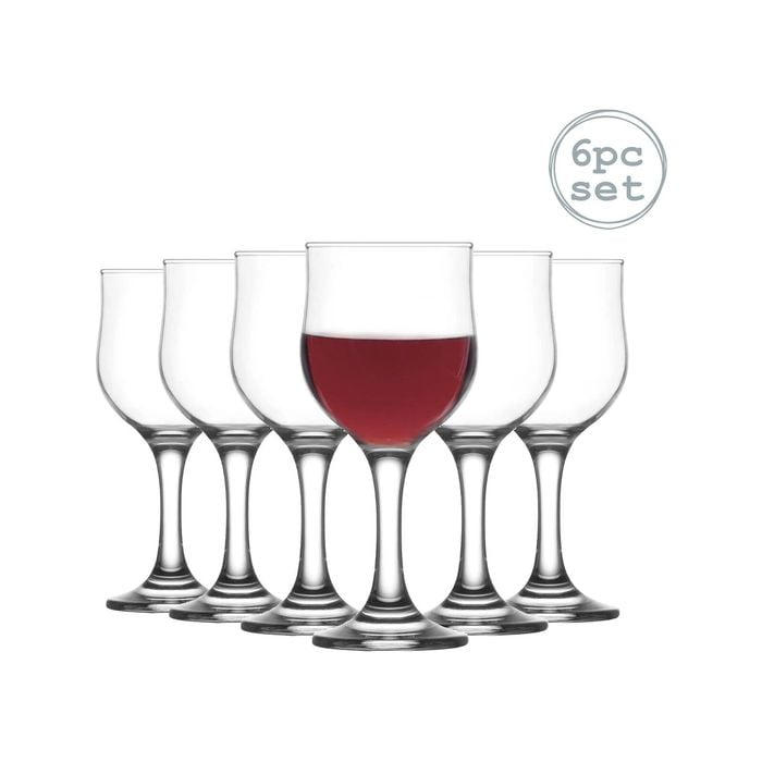 LAV Nevakar Stemmed Red Wine Tulip Glasses - 240ml - Pack of 6