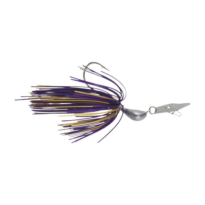Dekoi 14gm Bladed Swim Jig, Chatterbait, Purple Gold, 2 Pack