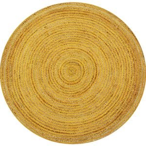 Handwoven Round Jute Rug-Spiral 6009-Natural/Gold-120x120cm