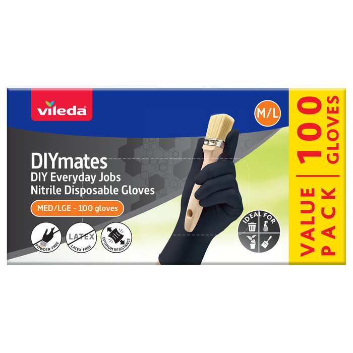 Vileda DIYmates Nitrile Disposable Gloves 100pk - Medium/Large
