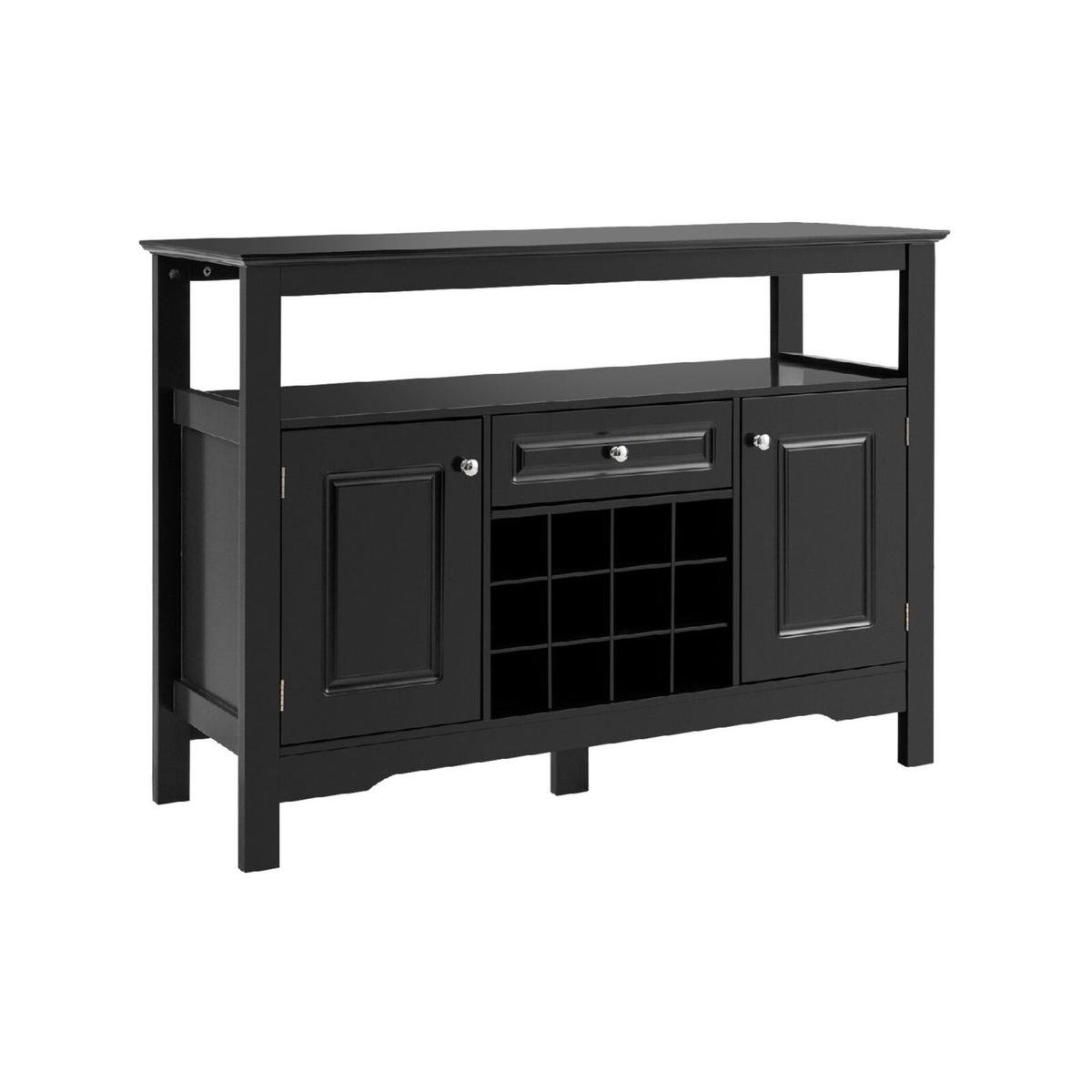 Costway Buffet Kitchen Sideboard w Wine Rack Black Bunnings Australia