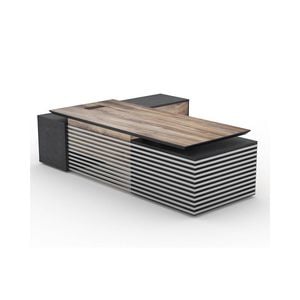 Modern Furniture PHOENIX Executive Desk with Right Return 280cm - Oak&Black