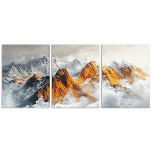 3pcs Golden and Silvery Mountains  Print 100% Australian Made 3 x 40x60cm (Metal Print)