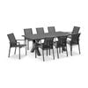 Tahitian 2.1m Aluminium Dining Table With 8 Patonga Chairs Charcoal