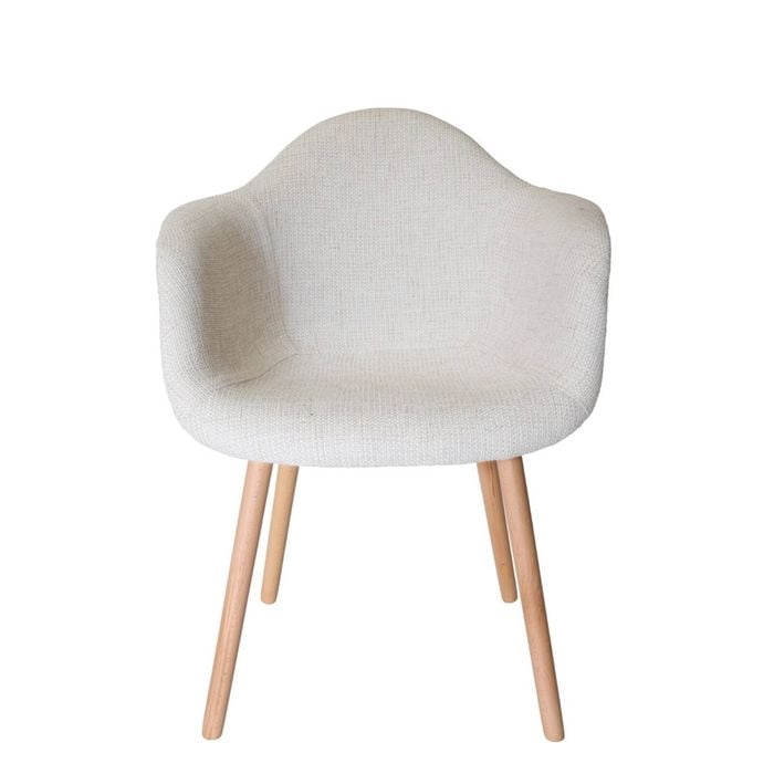 SK Designer Living | Replica Eames DAW Hal Inspired Chair | Fabric & Natural - Texture Ivory