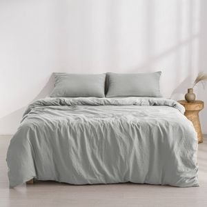 Dreamaker Superfine Washed Microfibre Quilt Cover Set Dove Grey King Bed