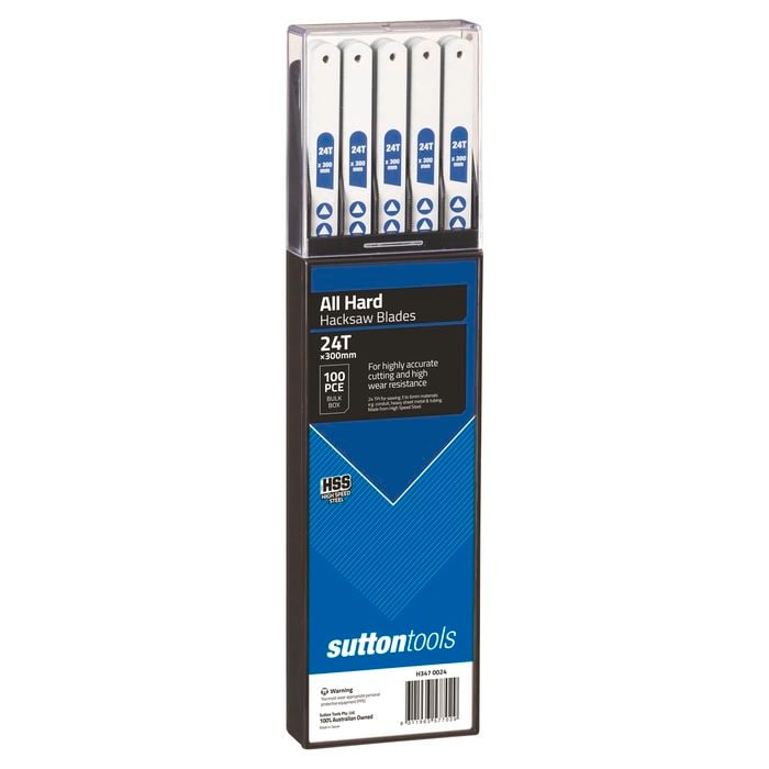 Sutton Tools 300mm 24 TPI All Hard Hacksaw Blade - 100 Pack
