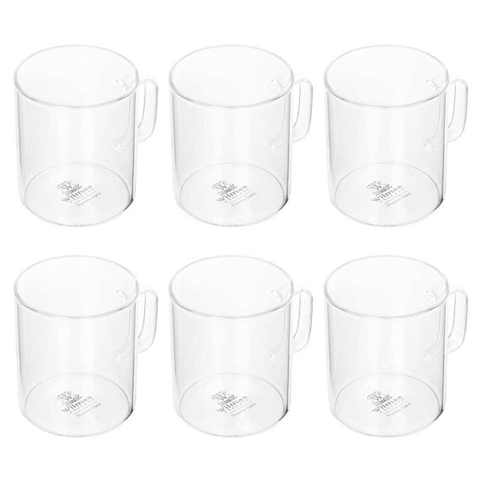 6pc Wilmax England 100ml Thermo Glass Cup Coffee Mug - Clear