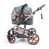 La Luna Pet Care - Rose Gold - Grey - Pet Stroller with ISOFIX Car Carrier