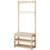 Lauft 3-in-1 Entryway Clothes Rack Stand and Shoe Storage Bench with Coat Hooks