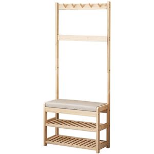 Lauft 3-in-1 Entryway Clothes Rack Stand and Shoe Storage Bench with Coat Hooks