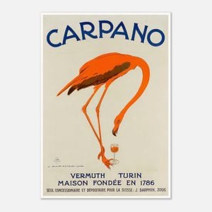 Galrie Carpano Vermouth Flamingo Vintage Advertising Poster for Collectors and Home, Poster Only, A3 30 x 42cm (12 x 16inch)