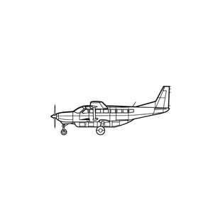 Ignite Laser Cessna C208B Grand Caravan - Utility Transport Aircraft Silhouette Metal Wall Art Coated Black 47 inch - 120 cm