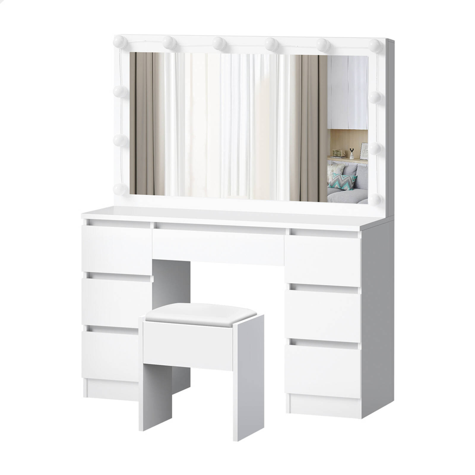 ALFORDSON Dressing Table Stool Set LED Drawers
