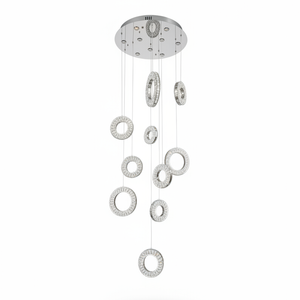 Element Lighting ROBI 10 Ring Crystal Chandelier Tri-colour LED (Chrome)